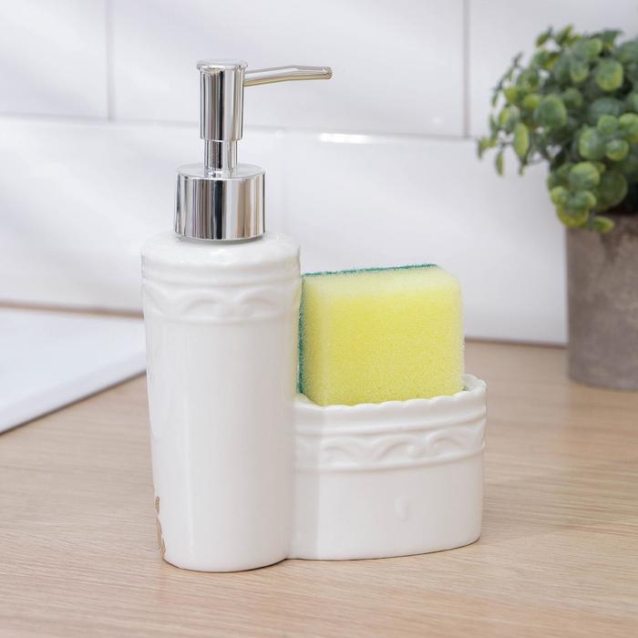 Дозатор для моющего средства с подставкой для губки Доляна &laquo;Роза золотая&raquo;, 200 мл