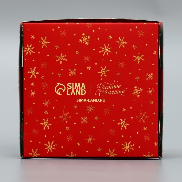 Коробка под 4 конфеты &laquo;С Новым годом!&raquo;, ёлочки, 10.5 х 10.5 х 3.5 см, Новый год