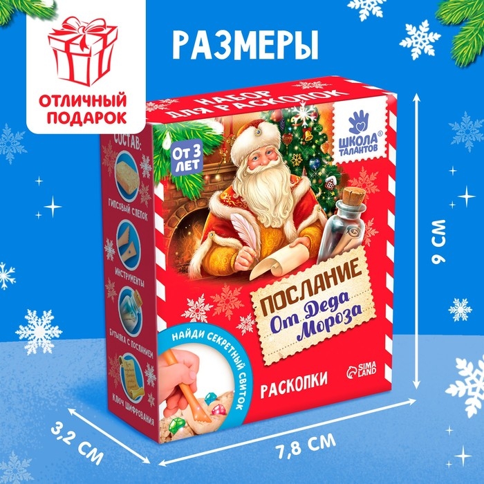 Набор для раскопок &laquo;Послание от Деда Мороза&raquo; бутылочка, камни