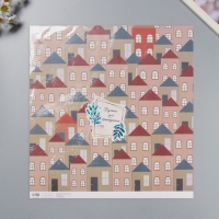 Бумага для скрапбукинга "Домики" плотность 180 гр набор 5 шт 30,5х32 см