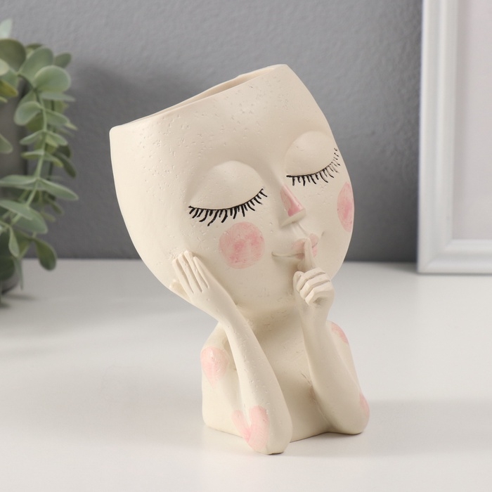 Сувенир полистоун вазон "Малышка - тссс" 12х17,2 см