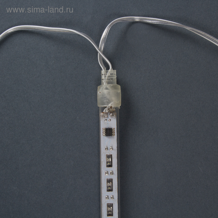 Гирлянда &laquo;Сосульки&raquo; 2.4 &times; 0.2 м, IP44, прозрачная нить, 96 LED, свечение белое с эффектом стекания, 12 В