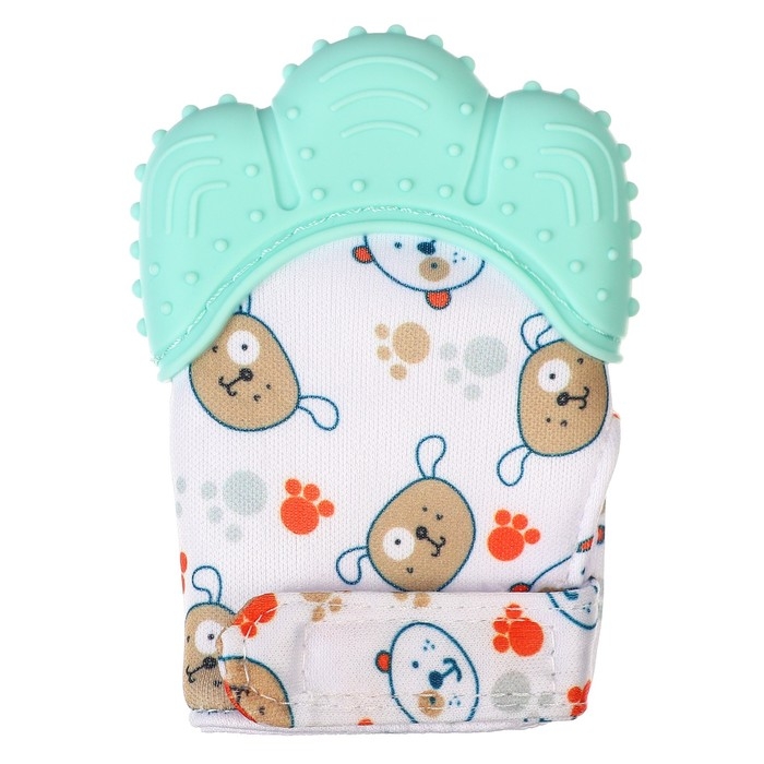 Прорезыватель-рукавичка «Собачки», цвет мятный, Крошка Я Прорезыватель-рукавичка «Собачки», цвет мятный, Крошка Я