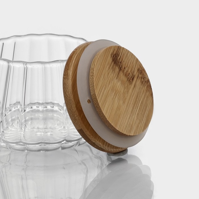 Банки стеклянные для хранения сыпучих продуктов BellaTenero &laquo;Эко&raquo;, 3 предмета, 14&times;22,5 см, с бамбуковой крышкой