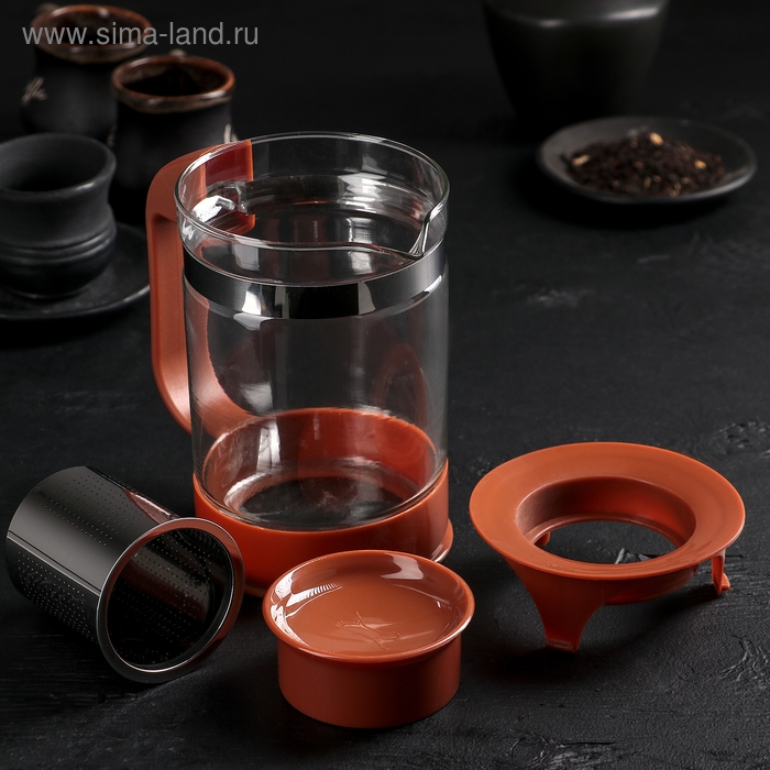 Чайник стеклянный заварочный &laquo;Шоколад&raquo;, 800 мл, с металлическим ситом