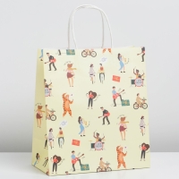 Пакет подарочный крафтовый, упаковка, &laquo;С днём рождения&raquo;, 22 х 25 х 12 см