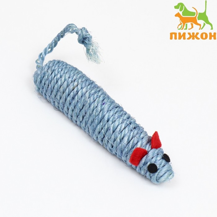 Игрушка сизалевая "Длинная мышь", 14,5 см, синяя
