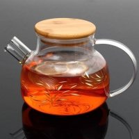 Чайник стеклянный заварочный с бамбуковой крышкой &laquo;Тропики&raquo;, 800 мл