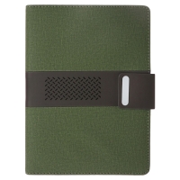 Органайзер на кольцах А5, 80 листов, кожзам, линия, с хлястиком, зеленый