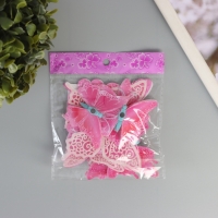 Магнит пластик светится в темноте "Розовые бабочки" двойные крылья набор 12 шт