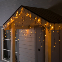 Гирлянда &laquo;Бахрома&raquo; 4 &times; 0.6 м, IP44, тёмная нить, 180 LED, свечение жёлтое, 8 режимов, 220 В