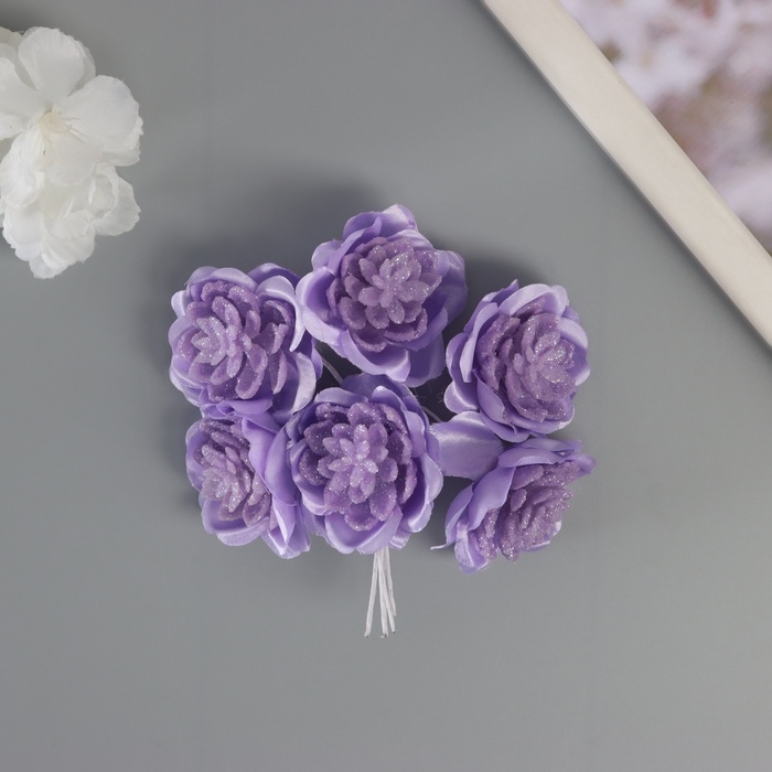 Декор для творчества Декор для творчества "Камелия" фиолетовый (1 набор=1 букет) в букете 6 шт 4х11 см