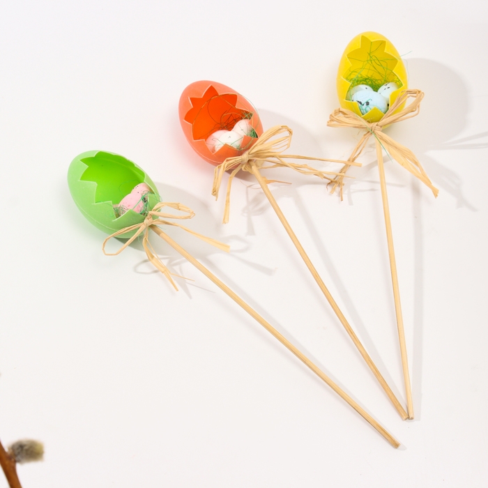 Декор на палочке «Яйца», пасхальный, 3 шт., 4 × 12,5 × 25 см Декор на палочке «Яйца», пасхальный, 3 шт., 4 × 12,5 × 25 см