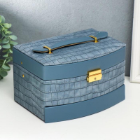 Шкатулка кожзам для украшений сундучок "Синий питон" комбинированная 13х15х21,5 см Шкатулка кожзам для украшений сундучок "Синий питон" комбинированная 13х15х21,5 см