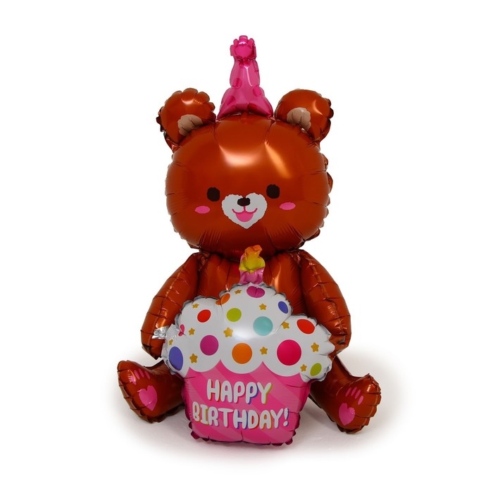 Шар фольгированный 28" &laquo;Мишка с подарком&raquo;, бурый