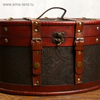 Шкатулка дерево состаренная "Дамаск и цветы" овал 18х30х19 см Шкатулка дерево состаренная "Дамаск и цветы" овал 18х30х19 см