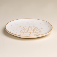 Тарелка новогодняя SL Home &laquo;С Новым Годом&raquo;, d=21 см, фарфор, цвет белый