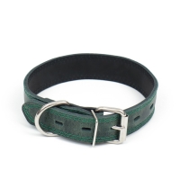 Ошейник кожанный двухслойный 3 см, ОШ 35-47 см, изумрудный Ошейник кожанный двухслойный 3 см, ОШ 35-47 см, изумрудный