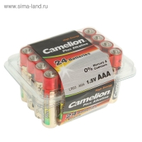 Батарейка алкалиновая Camelion Plus Alkaline, AAA, LR03-24BOX (LR03-PB24), 1.5В, набор 24 шт. Батарейка алкалиновая Camelion Plus Alkaline, AAA, LR03-24BOX (LR03-PB24), 1.5В, набор 24 шт.