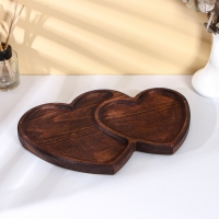 Менажница Adelica «Двойное сердце», 33×22×2,5 см, тёмный бук Менажница Adelica «Двойное сердце», 33×22×2,5 см, тёмный бук