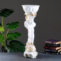 Фигурное кашпо "Ангел с розами", бело-золотой, 1,8 л/ 24х27х70см Фигурное кашпо "Ангел с розами", бело-золотой, 1,8 л/ 24х27х70см