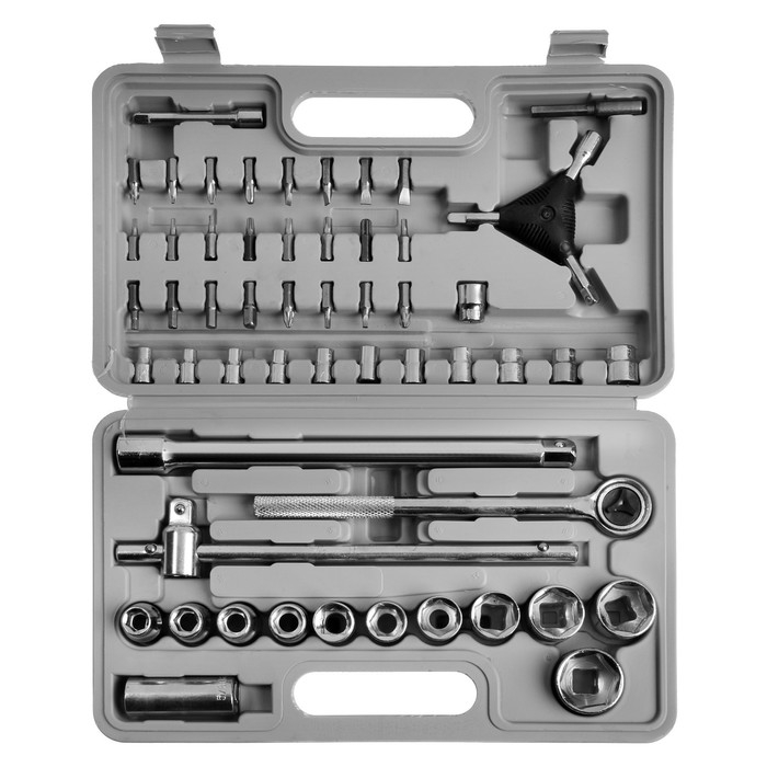 Набор инструментов в кейсе ТУНДРА, автомобильный, 1/2" и 1/4", 54 предмета