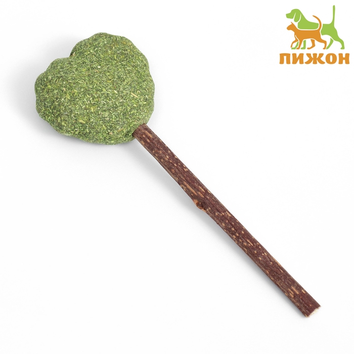 Игрушка для кошек из кошачьей мяты Игрушка для кошек из кошачьей мяты "Сердце" на палочке из мататаби, 13 см