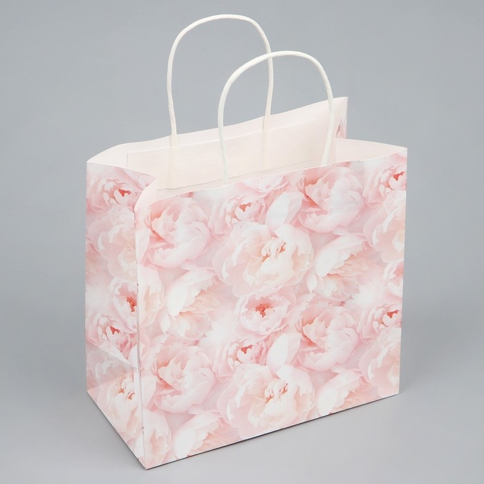 Пакет подарочный, упаковка, &laquo;Цветы&raquo;, 22 х 22 х 11 см