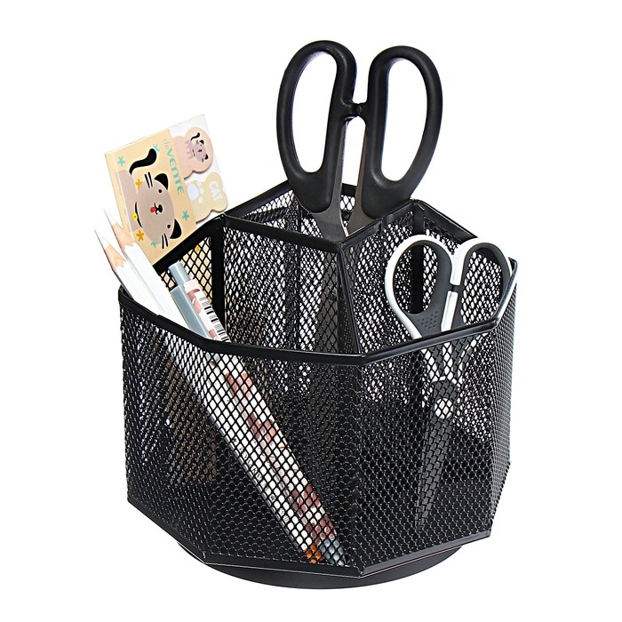 Подставка для канцелярских принадлежностей Calligrata, 5 отделений, сетка, металлическая, чёрная Подставка для канцелярских принадлежностей Calligrata, 5 отделений, сетка, металлическая, чёрная