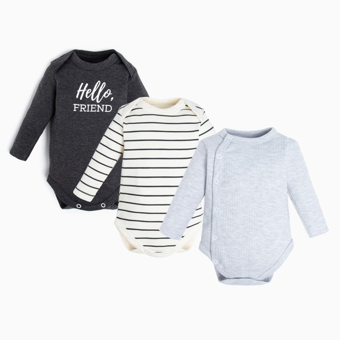 Боди детские с длинным рукавом Крошка Я Basic-3 шт, рост 68-74 см Боди детские с длинным рукавом Крошка Я Basic-3 шт, рост 68-74 см