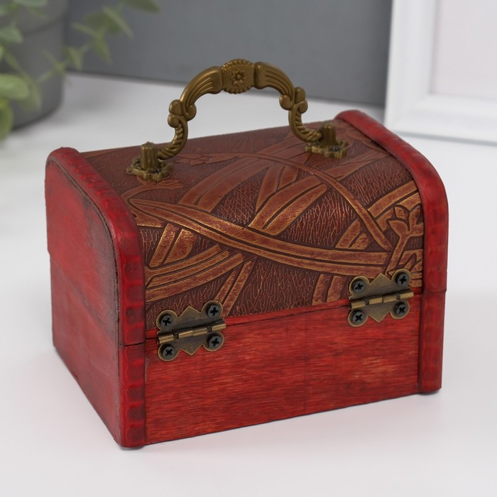 Шкатулка дерево сундучок "Цветущий бамбук" 8,5х11,8х8,5 см