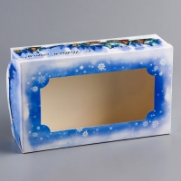 Новый год. Коробка складная, кондитерская упаковка с окном "Зимняя деревенька", 25 х 15 х 7 см Новый год. Коробка складная, кондитерская упаковка с окном "Зимняя деревенька", 25 х 15 х 7 см