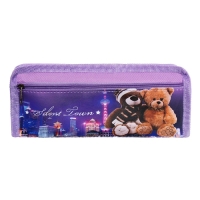 Пенал школьный на молнии Calligrata "Мишки", 2 отделения, сиреневый Пенал школьный на молнии Calligrata "Мишки", 2 отделения, сиреневый