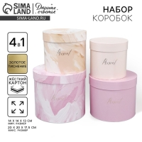 Набор шляпных коробок для цветов 4 в 1, упаковка подарочная, «Нежный», 14 х 13 см - 20 х 17.5 см Набор шляпных коробок для цветов 4 в 1, упаковка подарочная, «Нежный», 14 х 13 см - 20 х 17.5 см