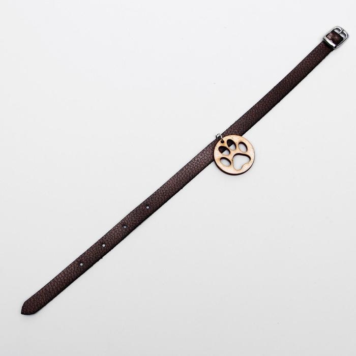 Декоративный кожаный ошейник с подвеской-лапкой (дерево), 34 х 1 см, микс цветов Декоративный кожаный ошейник с подвеской-лапкой (дерево), 34 х 1 см, микс цветов