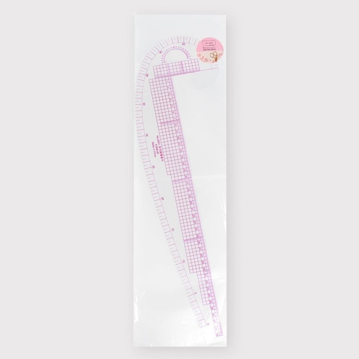 Лекало портновское метрическое &laquo;Бочок&raquo;, с проймой, 47 &times; 12,5 см, толщина 0,5 мм, цвет прозрачный