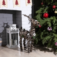 Светодиодная фигура &laquo;Плетёный олень&raquo; 44 &times; 65 &times; 15 см, металл, текстиль, батарейки ААх2 (не в комплекте), свечение тёплое белое