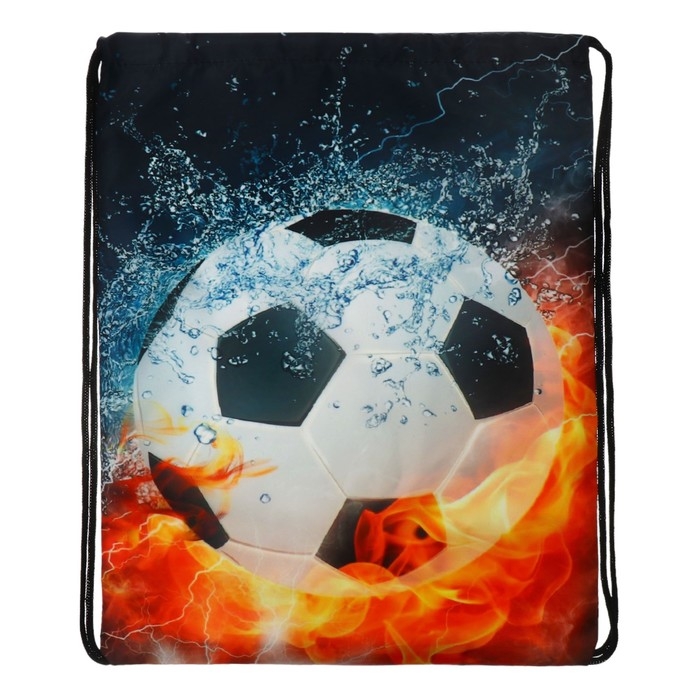 Мешок для обуви 420 х 340 мм, Calligrata МСО-5С, (мягкий полиэстер, плотность 210D), "Мяч в огне"