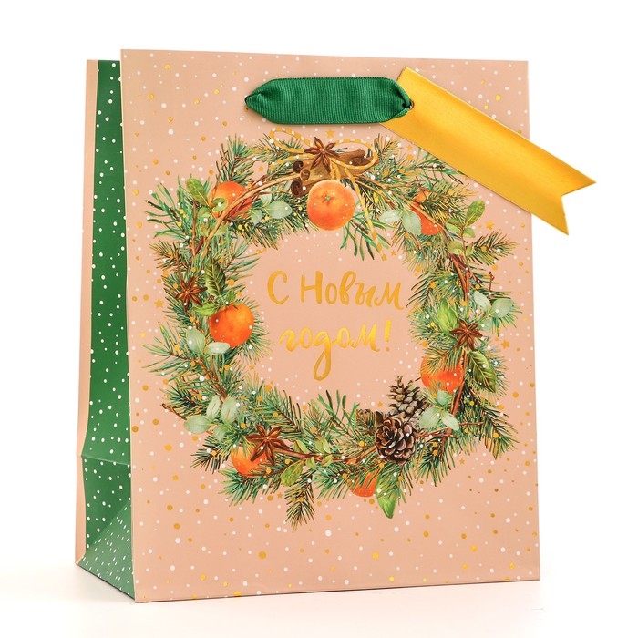 Новый год. Пакет подарочный Новый год. Пакет подарочный "С новым годом!", люкс, 18 х 22,3 х 10 см.