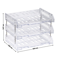 Набор лотков для бумаг горизонтальных с широкой загрузкой, "Сити", 3 шт., на металлических стержнях, прозрачный Набор лотков для бумаг горизонтальных с широкой загрузкой, "Сити", 3 шт., на металлических стержнях, прозрачный