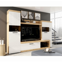 Гостиная БАСТОН, 2805х2000х400, Дуб вотан/Белый