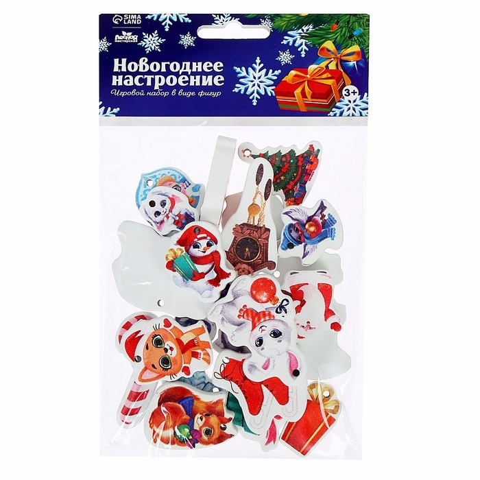 Ёлочные игрушки на новый год &laquo;Новогоднее настроение&raquo;, набор деревянных подвесок