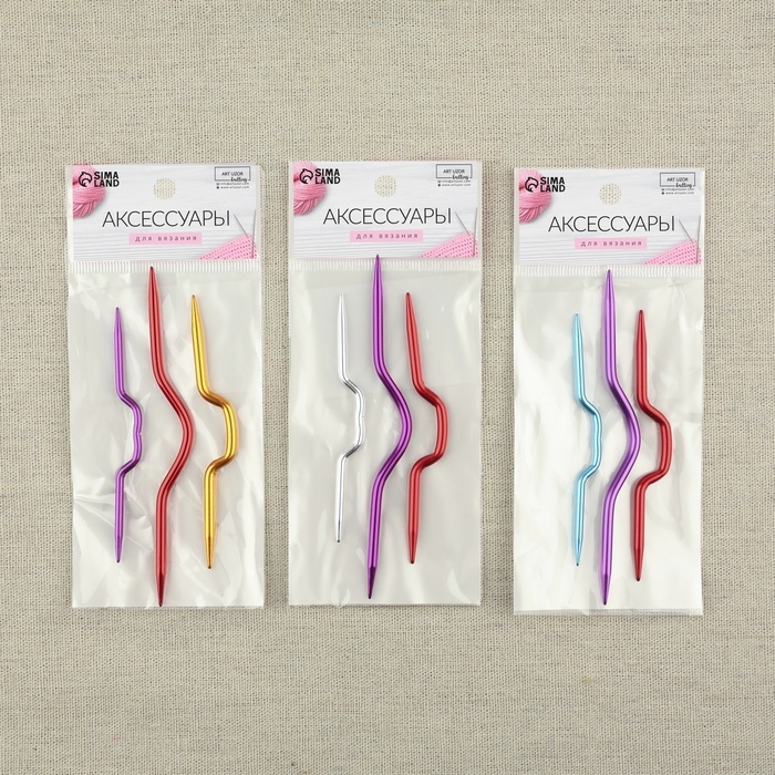 Набор вспомогательных спиц для вязания, алюминий, d = 2/3 мм, 9/10/12 см, 3 шт, цвет МИКС Набор вспомогательных спиц для вязания, алюминий, d = 2/3 мм, 9/10/12 см, 3 шт, цвет МИКС