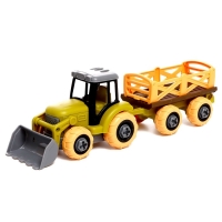 Конструктор винтовой &laquo;Трактор с прицепом&raquo;, с отвёрткой, и аксессуарами