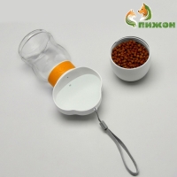 Поилка прогулочная 585 мл+контейнер для корма, жёлтая Поилка прогулочная 585 мл+контейнер для корма, жёлтая