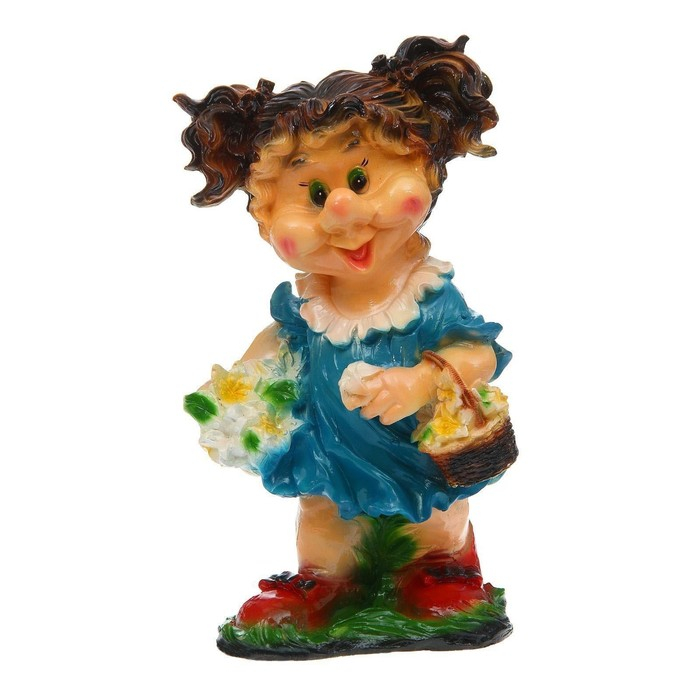 Садовая фигура Садовая фигура "Гном девочка с цветами" большая 30х29х58см МИКС