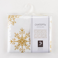 Скатерть "Этель" Золотые снежинки 149х220+/- 3см, 100% хлопок, 190г/м2