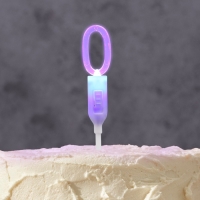 Светодиодная свеча "Цифра 0", 14.5 см, от батареек LR1130х3 (в комплекте), свечение мульти (RGB) Светодиодная свеча "Цифра 0", 14.5 см, от батареек LR1130х3 (в комплекте), свечение мульти (RGB)