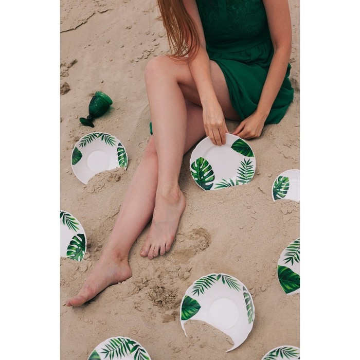 Тарелка пирожковая Avvir &laquo;Лист папоротника&raquo;, d=15 см, стеклокерамика, цвет белый