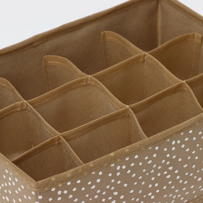 Органайзер для хранения белья Доляна Points, 12 ячеек, 27×20×10 см, цвет бежевый Органайзер для хранения белья Доляна Points, 12 ячеек, 27×20×10 см, цвет бежевый
